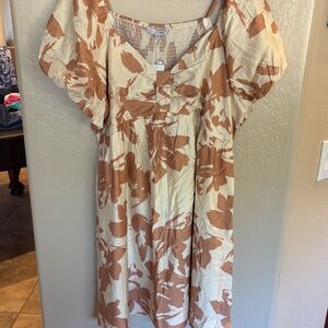 Baltic Born Alona Short Natural and Ivory Floral Midi Dress